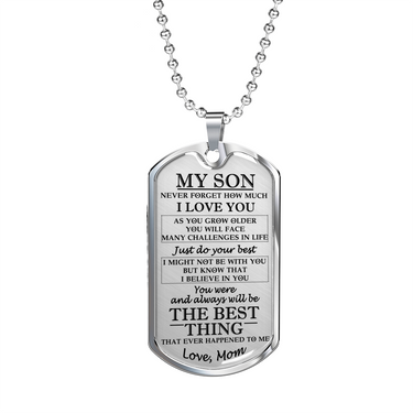 Mother and Son Dog Tag Necklace Chain - Birthday gifts for teen son From Mom